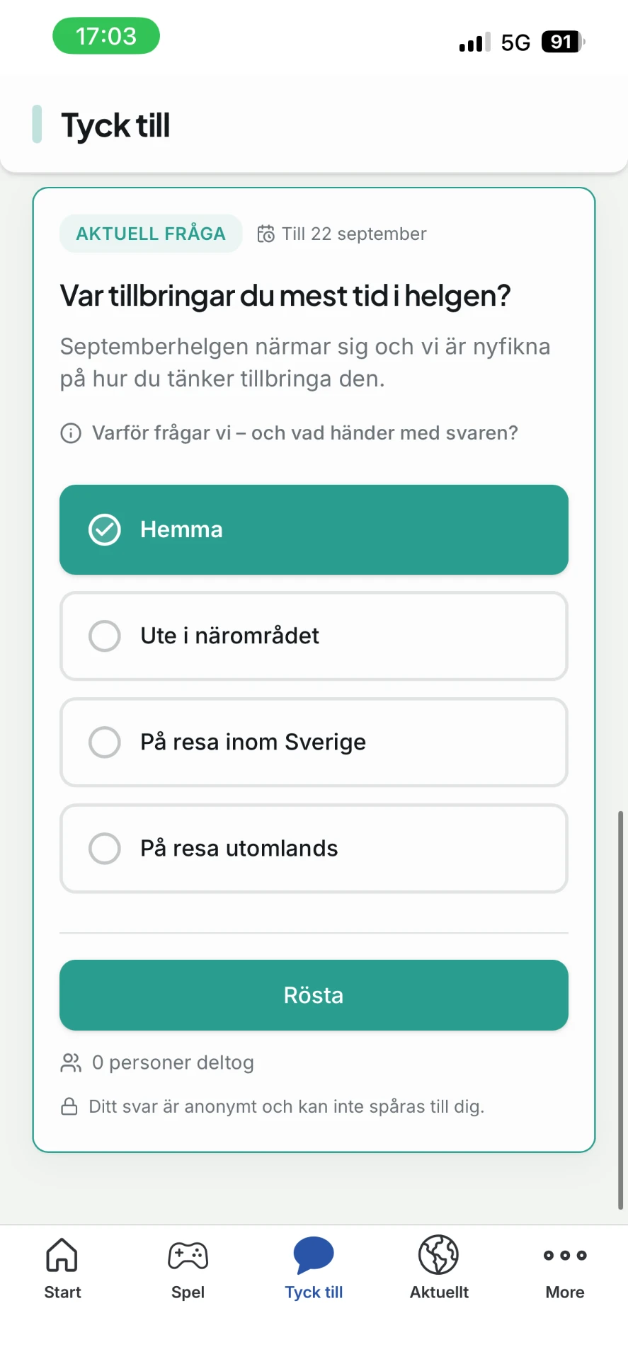 En läsare väljer svar på dagens fråga